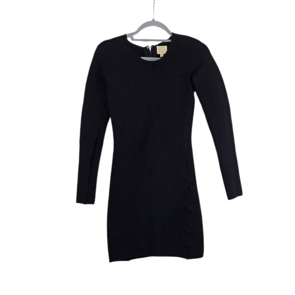 Torn by Ronny Kobo Revolve Black Nightingale Rib Knit Bodycon Dress, Size Small